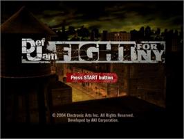 Title screen of Def Jam Fight For Ny on the Sony Playstation 2.