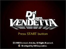 Title screen of Def Jam Vendetta on the Sony Playstation 2.