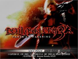 Title screen of Devil May Cry 3 - Dante's Awakening on the Sony Playstation 2.