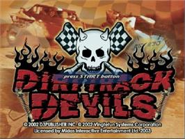 Title screen of Dirt Track Devils on the Sony Playstation 2.