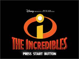 Title screen of Disney Pixar The Incredibles on the Sony Playstation 2.