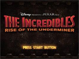 Title screen of Disney Pixar The Incredibles - Rise Of The Underminer on the Sony Playstation 2.