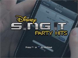 Title screen of Disney Sing It - Pop Party on the Sony Playstation 2.