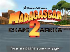 Title screen of Dreamworks Madagascar - Escape 2 Africa on the Sony Playstation 2.