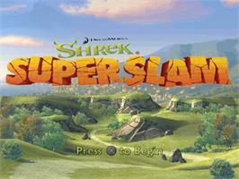 Title screen of Dreamworks Shrek - Superslam on the Sony Playstation 2.