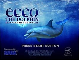 Title screen of Ecco The Dolphin - Defender Of The Future on the Sony Playstation 2.