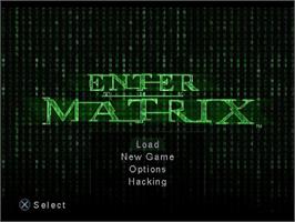 Title screen of Enter The Matrix on the Sony Playstation 2.