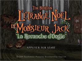 Title screen of Etrange Noel De Monsieur Jack - La Revanche D'oogie, L' on the Sony Playstation 2.
