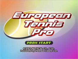 Title screen of European Tennis Pro on the Sony Playstation 2.