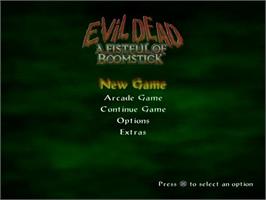 Title screen of Evil Dead - A Fistful Of Boomstick on the Sony Playstation 2.