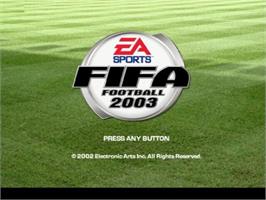 Title screen of Fifa Football 2003 on the Sony Playstation 2.