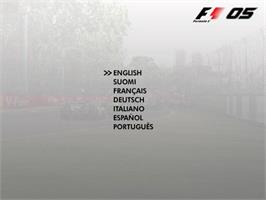 Title screen of Formula One 05 on the Sony Playstation 2.
