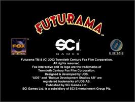 Title screen of Futurama on the Sony Playstation 2.