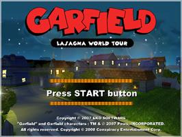 Title screen of Garfield Lasagna World Tour on the Sony Playstation 2.