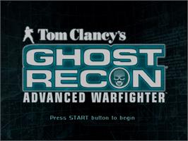 Title screen of Ghost Recon Advanced Warfighter on the Sony Playstation 2.