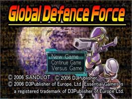 Title screen of Global Defence Force on the Sony Playstation 2.