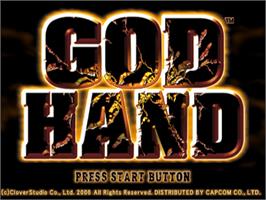 Title screen of God Hand on the Sony Playstation 2.