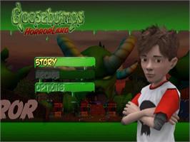 Title screen of Goosebumps Horrorland on the Sony Playstation 2.