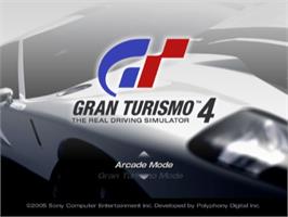 Title screen of Gran Turismo 4 on the Sony Playstation 2.