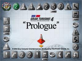 Title screen of Gran Turismo 4 Prologue on the Sony Playstation 2.