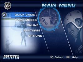 Title screen of Gretzky Nhl '06 on the Sony Playstation 2.
