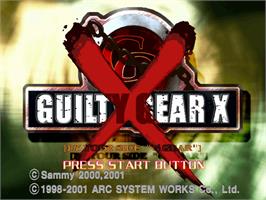 Title screen of Guilty Gear X on the Sony Playstation 2.