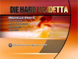 Title screen of Hard - Vendetta, Die on the Sony Playstation 2.
