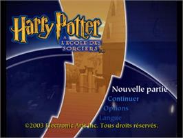 Title screen of Harry Potter And The Philosopher's Stone on the Sony Playstation 2.