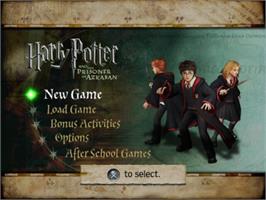 Title screen of Harry Potter and the Prisoner of Azkaban on the Sony Playstation 2.