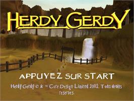 Title screen of Herdy Gerdy on the Sony Playstation 2.