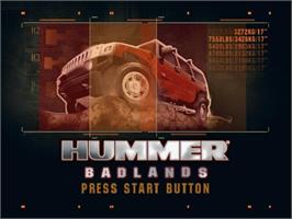 Title screen of Hummer Badlands on the Sony Playstation 2.