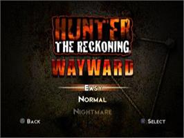 Title screen of Hunter - The Reckoning - Wayward on the Sony Playstation 2.
