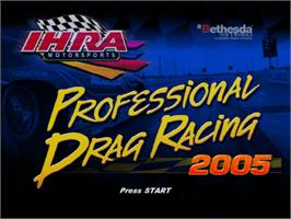 Title screen of Ihra Professional Drag Racing 2005 on the Sony Playstation 2.