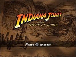 Title screen of Indiana Jones And The Staff Of Kings on the Sony Playstation 2.