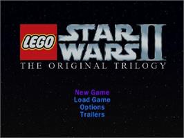 Title screen of Lego Star Wars 2 - The Original Trilogy on the Sony Playstation 2.