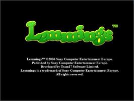 Title screen of Lemmings on the Sony Playstation 2.