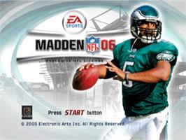 Title screen of Madden Nfl 06 on the Sony Playstation 2.