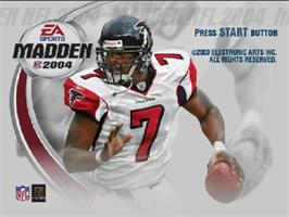Title screen of Madden Nfl 2004 on the Sony Playstation 2.