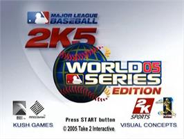 Title screen of Major League Baseball 2K5 - World Series Edition on the Sony Playstation 2.