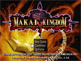 Title screen of Makai Kingdom - Chronicles Of The Sacred Tome on the Sony Playstation 2.