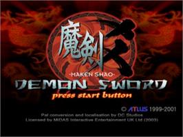 Title screen of Maken Shao - Demon Sword on the Sony Playstation 2.
