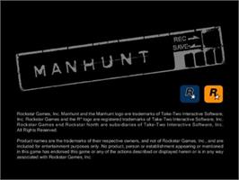Title screen of Manhunt on the Sony Playstation 2.