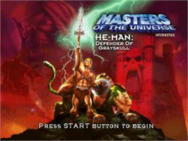 Title screen of Masters Of The Universe - He-man - Defender Of Grayskull on the Sony Playstation 2.