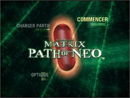 Title screen of Matrix - Path Of Neo, The on the Sony Playstation 2.