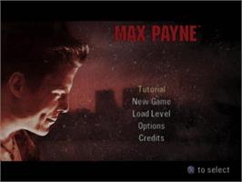 Title screen of Max Payne on the Sony Playstation 2.
