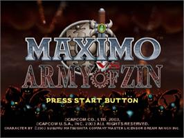 Title screen of Maximo Vs Army Of Zin on the Sony Playstation 2.