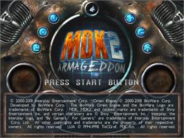 Title screen of Mdk 2 Armageddon on the Sony Playstation 2.