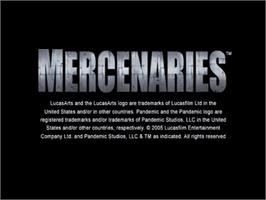Title screen of Mercenaries - Playground of Destruction on the Sony Playstation 2.