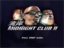 Title screen of Midnight Club 2 on the Sony Playstation 2.