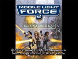 Title screen of Mobile Light Force 2 on the Sony Playstation 2.